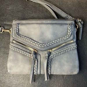 Dark grey crossbody bag with gold detailing
